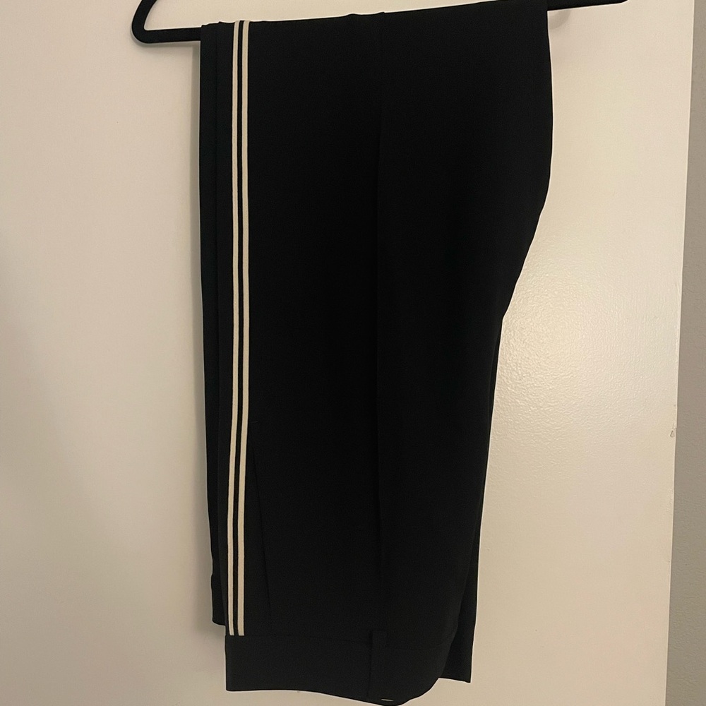 Chloe Straight Leg Black and Cream Side Stipe Pants Slacks Trousers Size 44